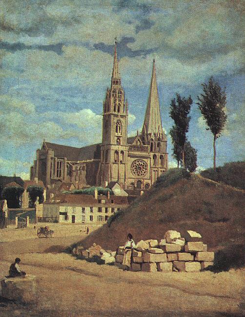  Jean Baptiste Camille  Corot Chartres Cathedral France oil painting art